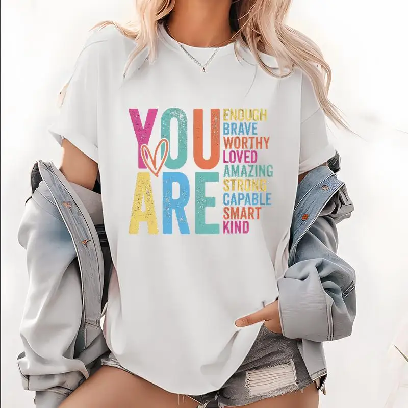 

Empowering T - Shirt with Affirmations: "YOU ARE" and Positive Traits List