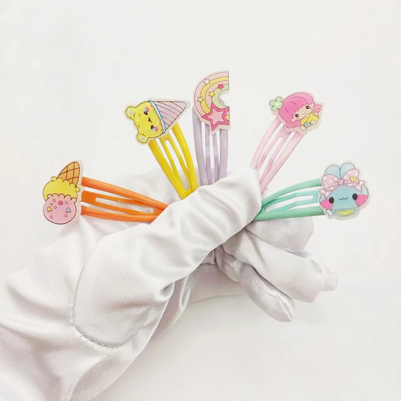 1Set New Girls Cute Cartoon Hair Clips Kids Lovely Ice Cream Rabbit Lollipop Hairpins Barrettes Fashion Hair Accessories