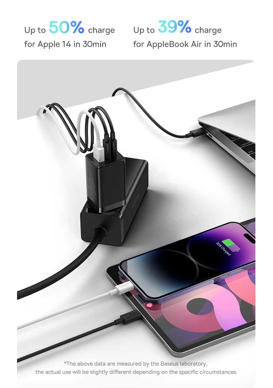 Baseus 65W GaN Charger Quick Charge Type C PD QC Charger USB Charger Portable Fast Charger For Laptop iPhone 17 16 15 14 13 Pro