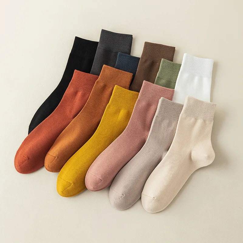 

Women Socks Fashion Trend Solid Color Women's Socks Pure Cotton Woman Sockings Happy Girls Socks Short Crew Ankle Sockings