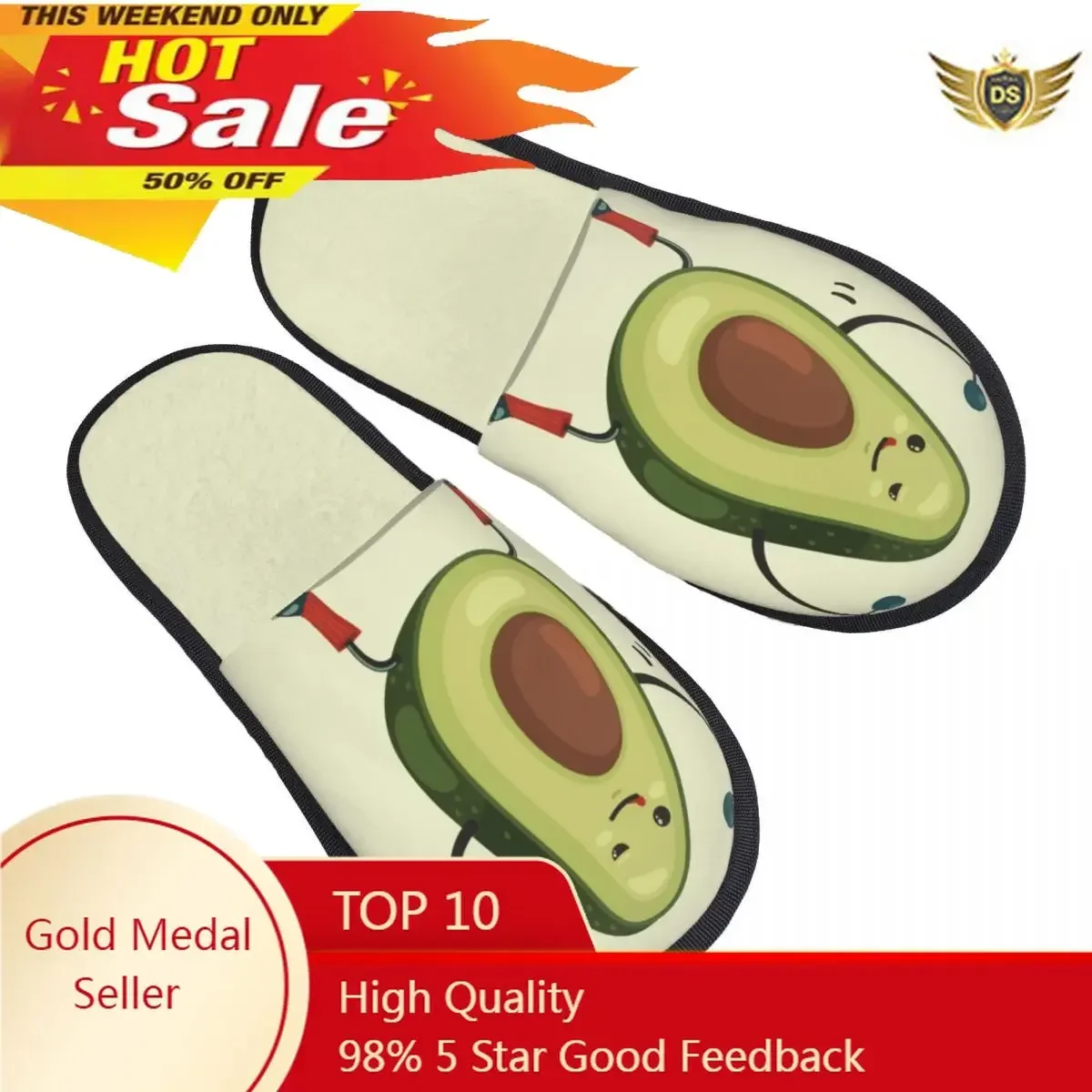 

Cute Avocado Doing Exercises With Dumbbells Slipper For Women Men Fluffy Winter Warm Slippers Indoor Slippers