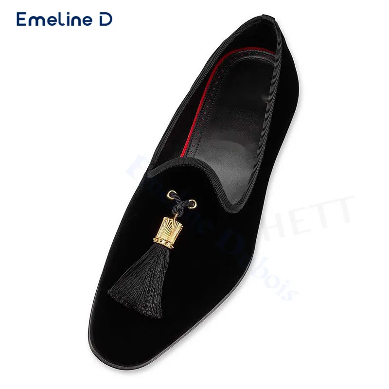 Black Suede Business Loafers with Tassels for Gentlemen High Quality Casual Shoes Large Size Formal Comfortable Men's Shoes