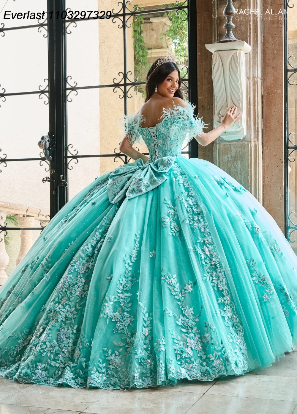 فستان Quinceanera مخصص من EVLAST فستان حفلة مزين بالزهور مطرز بالكريستال مشد حلو 16 فيستدو دي 15 أنوس TQD485