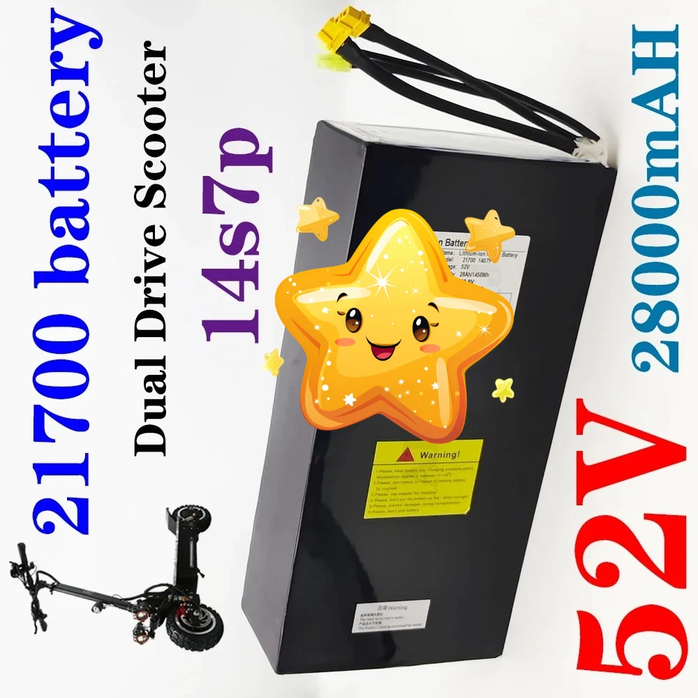 

52 В 28 Ач 14S7P 21700 литий-ионный аккумулятор с двумя портами и быстрой зарядкой, для электрических скутеров с двумя приводами
