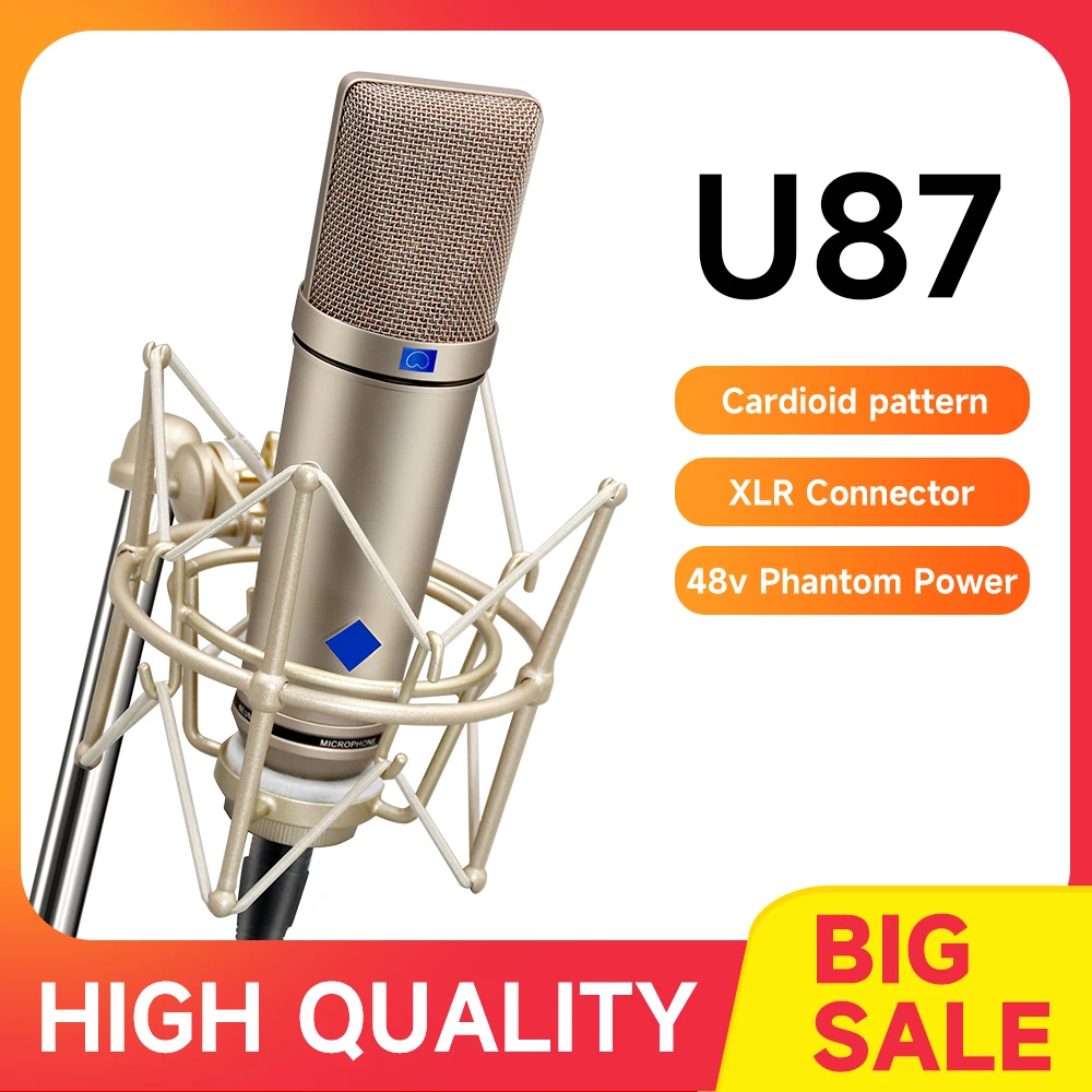

U87 Studio Condenser Microphone Cardioid Low Noise for Studio Recording Podcast Live Streaming PC Mac Audio Interface