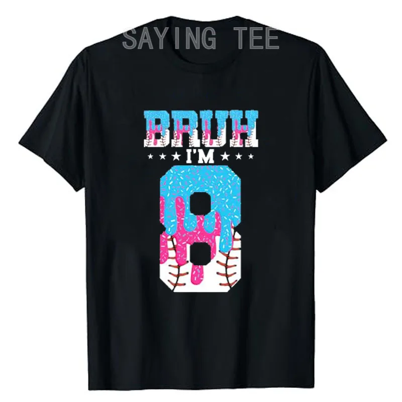 Bruh 8th Birthday Boy Baseball Ice Cream Drip 8 Year Old Boy Performance T-Shirt Boys Fashion Game Day Clothes Novelty Apparel