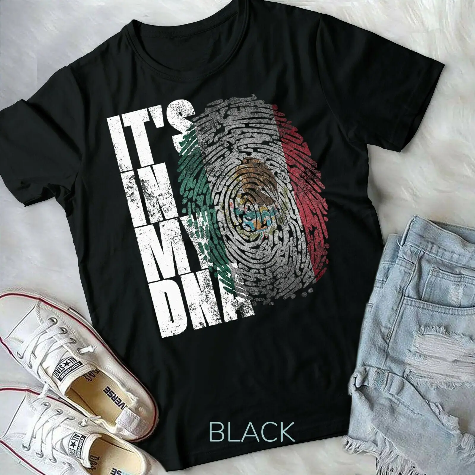 It's In My DNA Mexican Shirt Proud Hispanic Gift Mexico Flag Unisex Form T-shirt