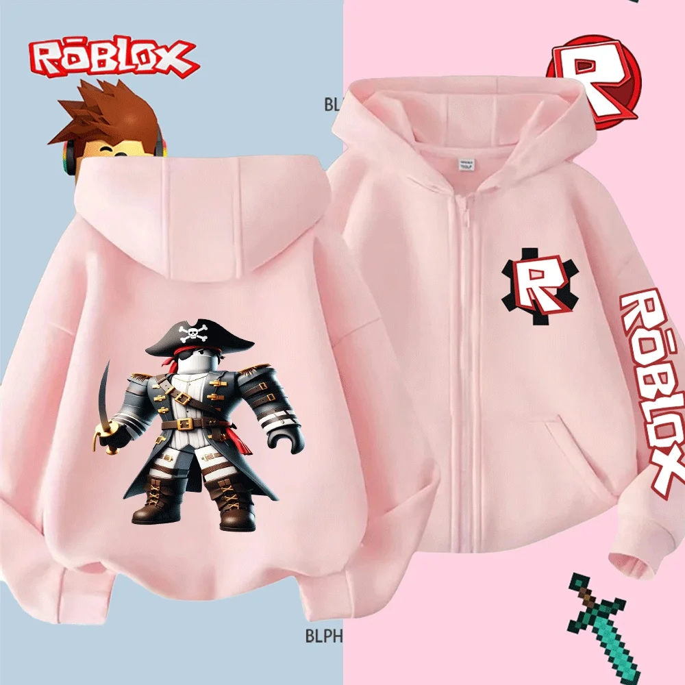 

Kids Roblox Pirate Cosplay Hoodie, Cartoon Pirate Captain Character Printed Sweatshirt, Casual Long - Sleeve Pullover for Boys