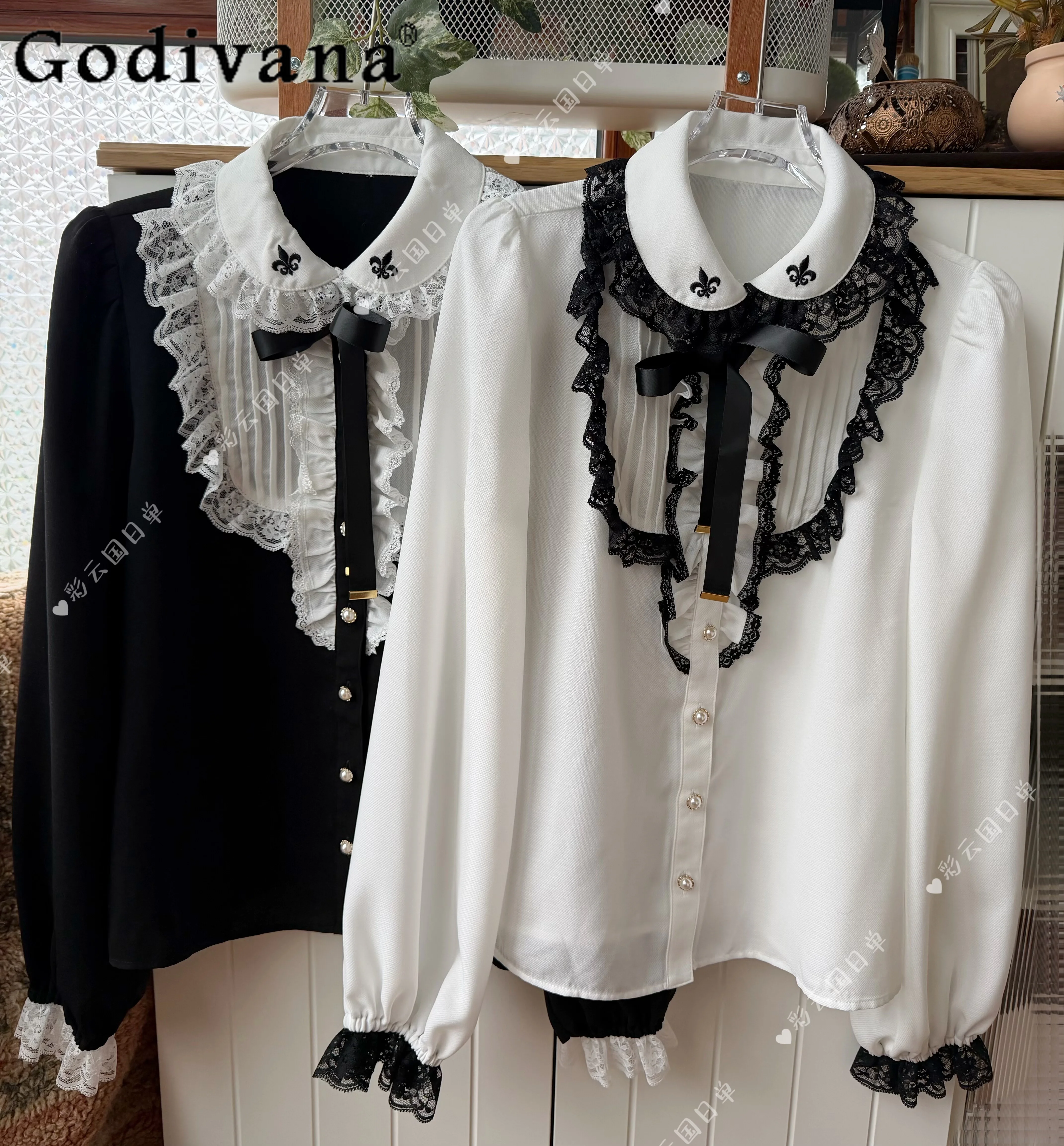 

SC Japanese Sweet Women's Shirts and Blouses Spring New 2026 Girl's Sweet Elegant Lace Casual Long-sleeved Shirt Gothic Tops
