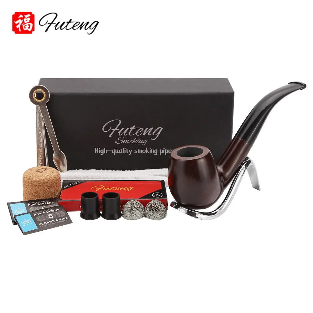 

Ebony Grain Pipe Chimney Filter Long Smoking Tobacco Pipe Cigar Narguile Gift Set Smoke Mouthpiece Suit Accessories