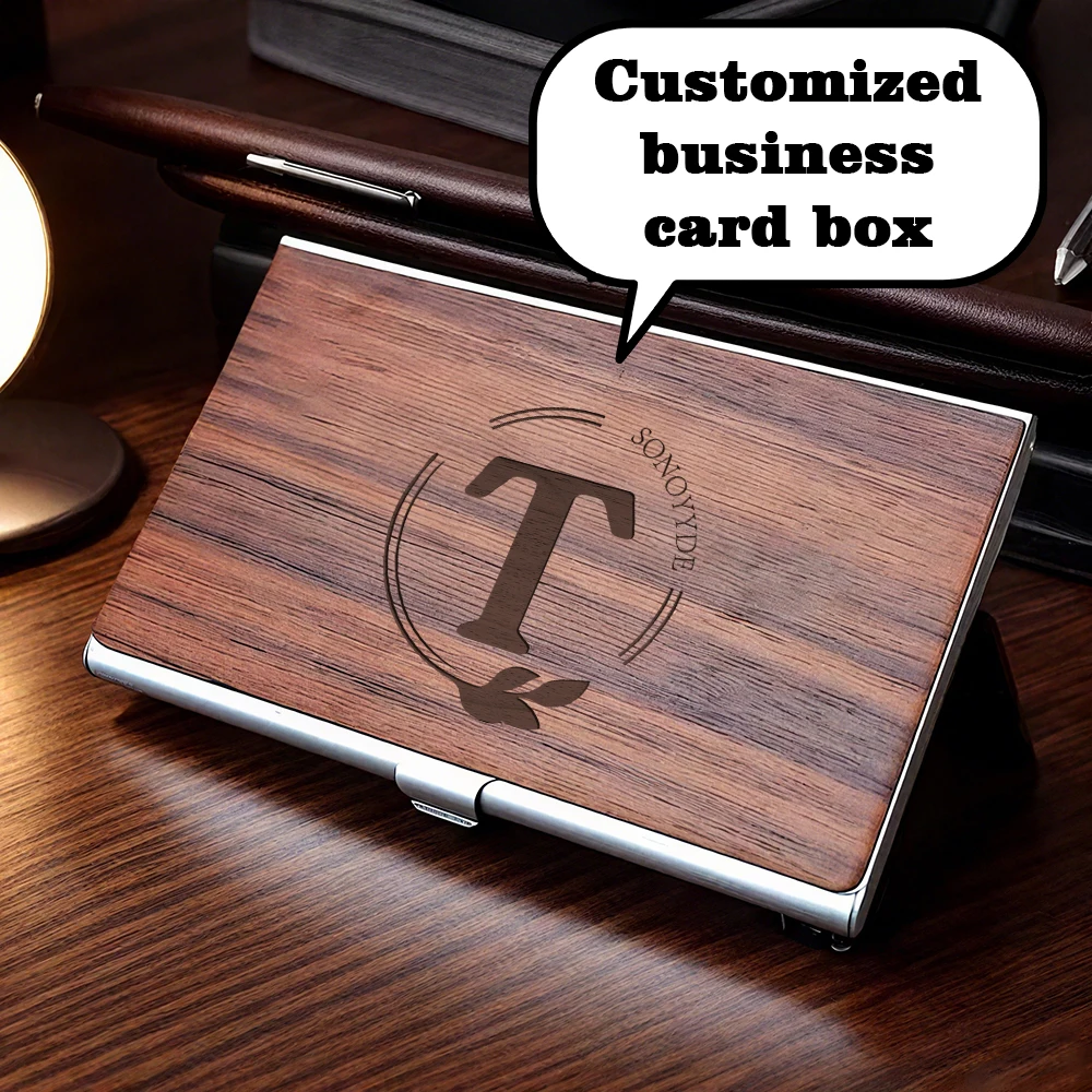 1PC Colorful Personalized Text Wooden Card holder Business Card holder Wooden Crafts Wooden Ornament For Friend Gifts