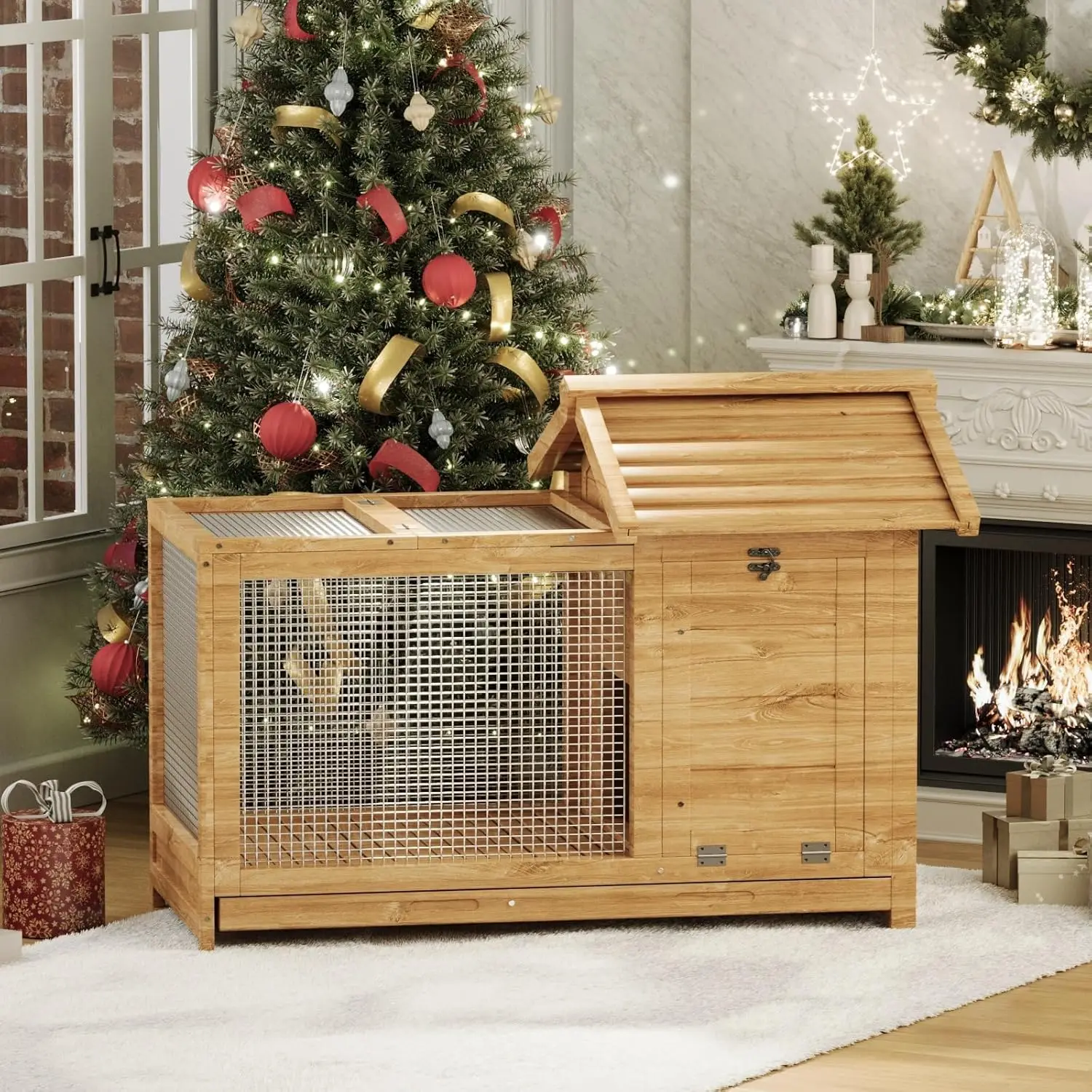 Houten konijnenhok voor binnen - Rabbit Cage Wire recensie en prijs