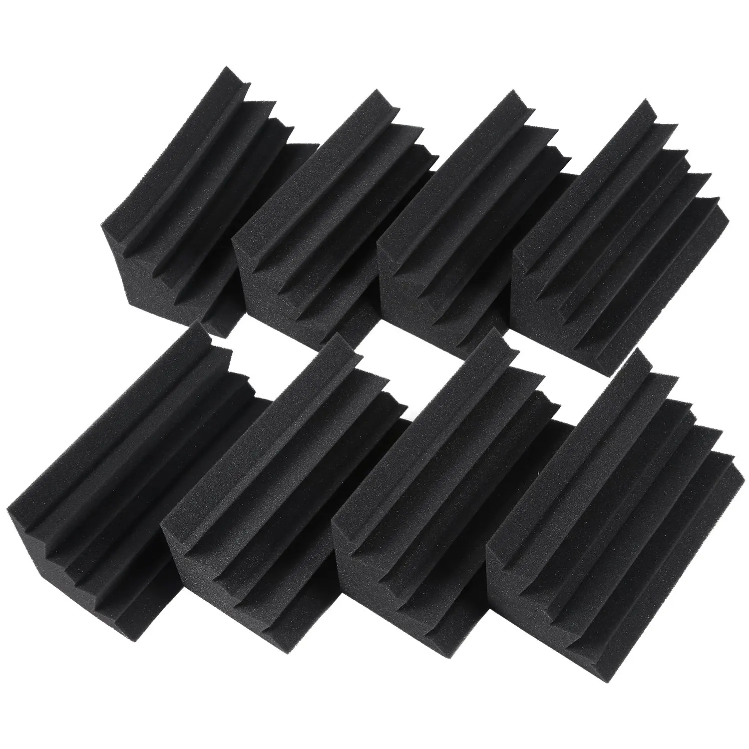 New 8 Pack of 4.6 in X 4.6 in X 9.5 in Black Soundproofing Insulation Bass Trap Acoustic Wall Foam Padding Studio Foam T