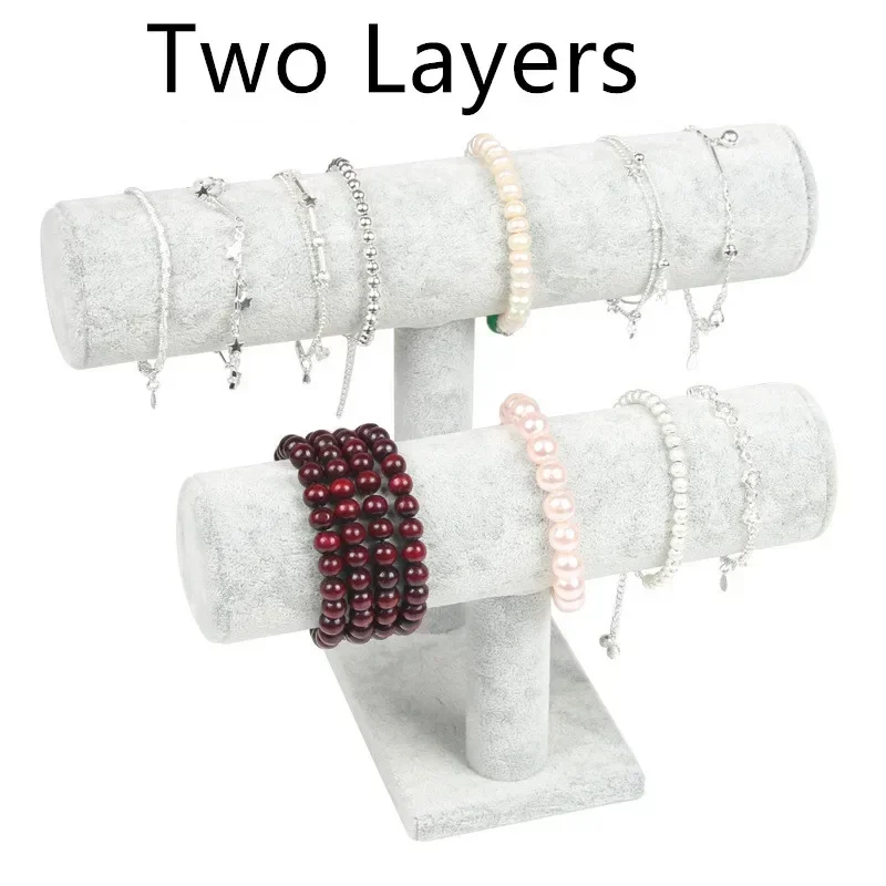 1Pcs คุณภาพสูง Vintage PU หนัง/กำมะหยี่สร้อยข้อมือนาฬิกาเครื่องประดับ T-Bar Rack Organizer Hard จอแสดงผล stand Holder