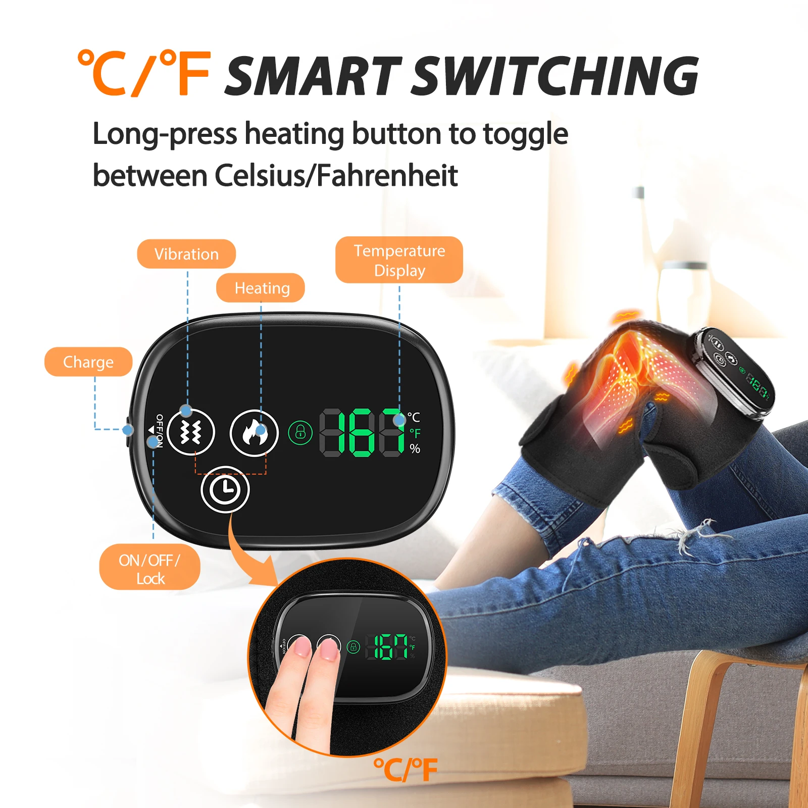 

Wireless Heated Knee Massager, Hight Vibration Knee Shoulder Elbow Support Brace Belt, Body Massager Best Gift For Elders