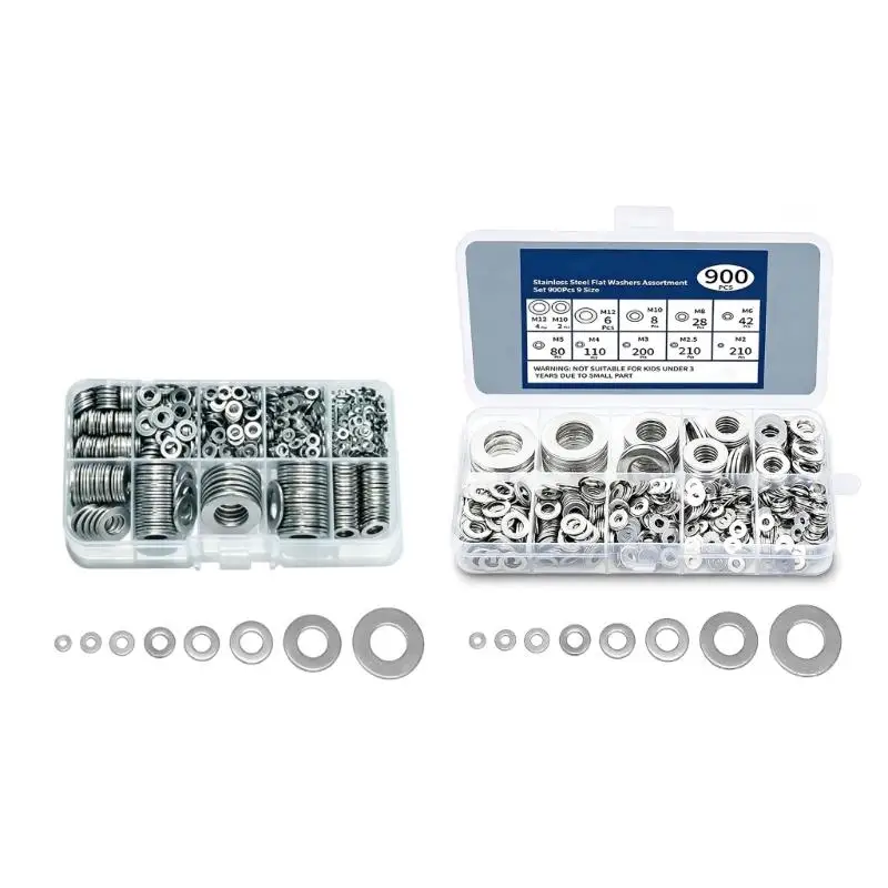 Hardware Flat Washer Assortment with Round Design to Help Distribute Load across Bolted Connection Contact Surfaces D2RD