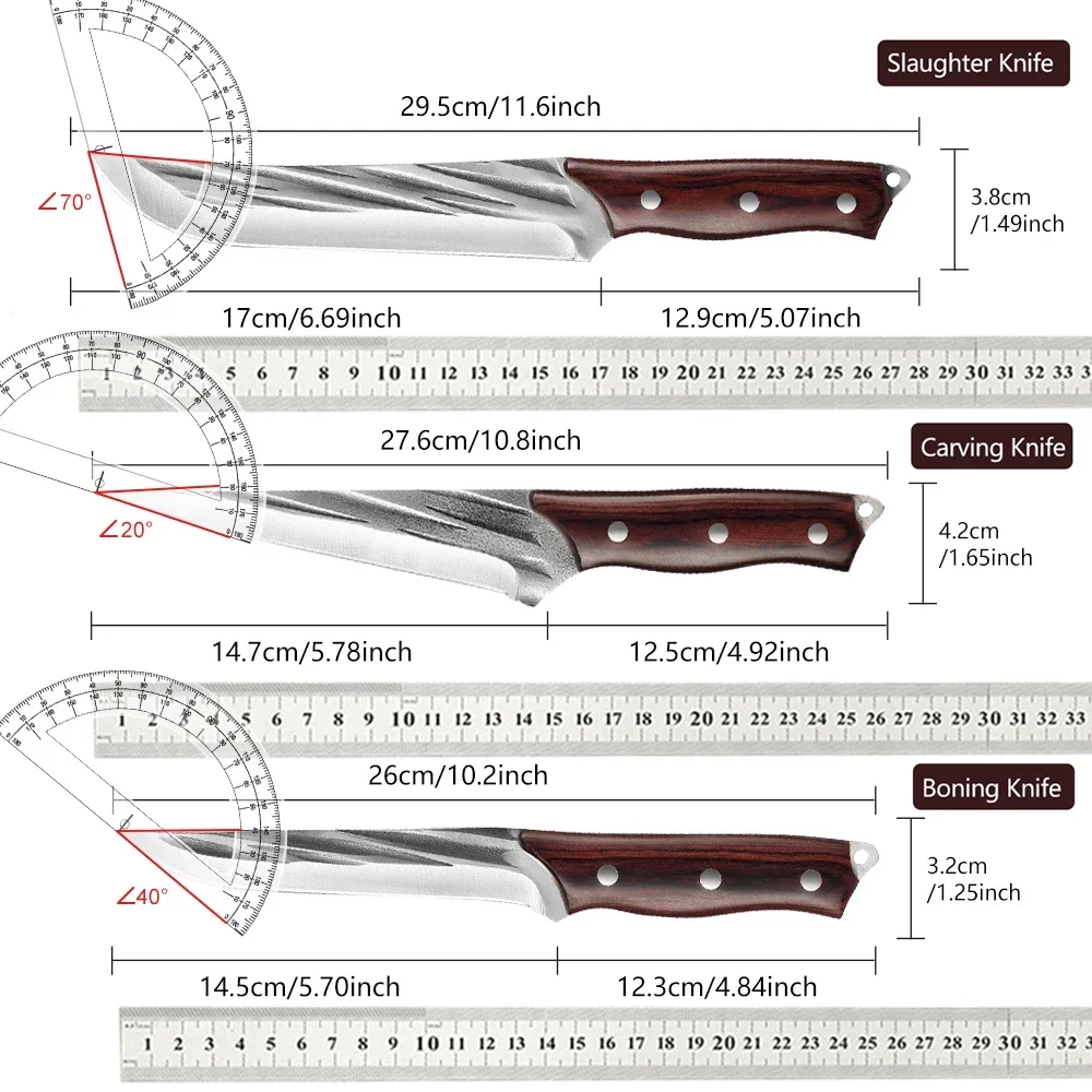 Kitchen Boning Knife Set 5Cr15Mov Stainless Steel Forged Chef Knife Meat Cutting Bone Fruit Knives Wood Handle with holster