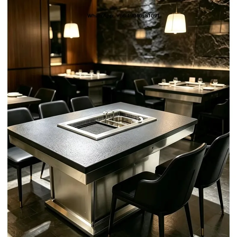 Yawei 760 Lifting Hot Pot Grill Table Restaurant Dining Hot Pot Custom Table