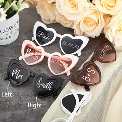 Personalized Heart Shaped Sunglasses Bridal Shower Party Favors Photo Props Customized Team Bride Heart Sunglasses Bride Tribe