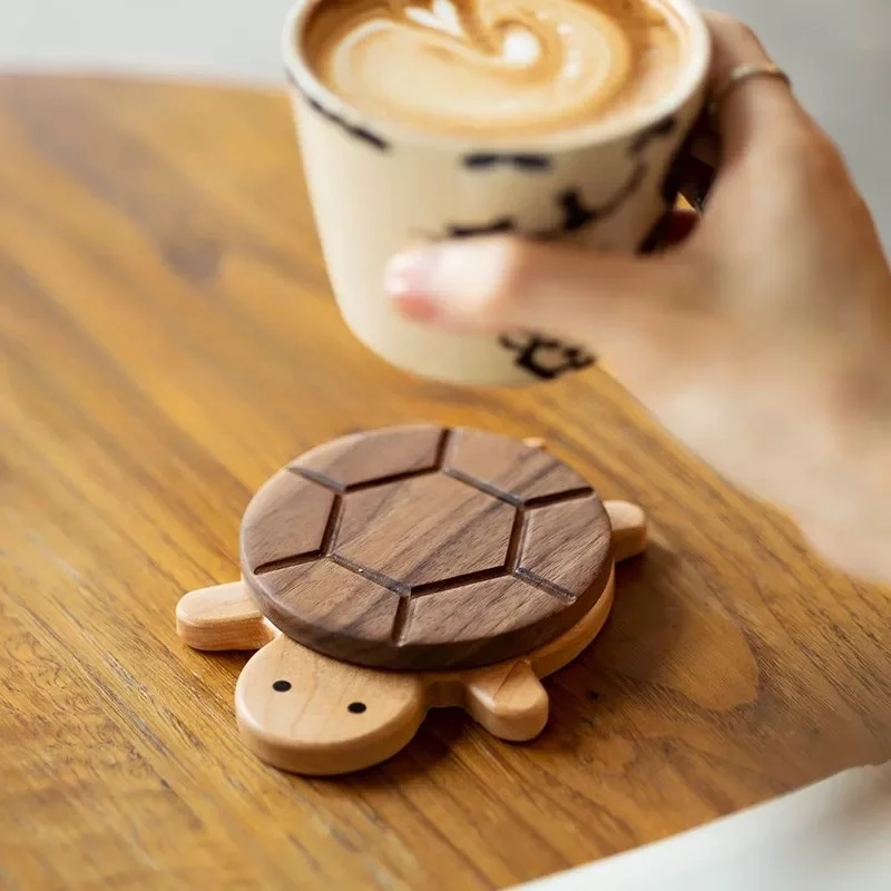 

Creative and cute design black walnut solid wood turtle coffee coasters tableware heat-resistant dining table accessories