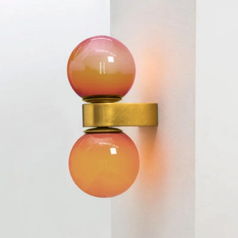 

Nordic Creativity Wall Lamps Colored Sphere Glass Lampshade LED Wall Sconces Children’s Room Bedroom Bedside Adorn Wall Lights