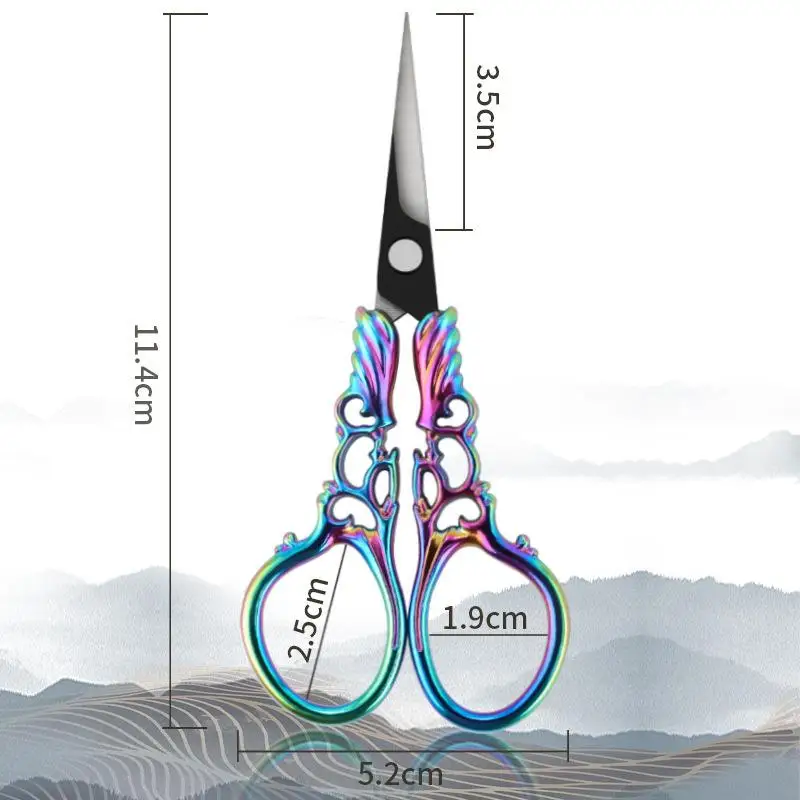 Vintage nożyczki do szycia ścieg krzyżykowy ze stali nierdzewnej kolorowe cięcie hafty nożyczki krawieckie rzemieślnicze rękodzieło DIY robótki