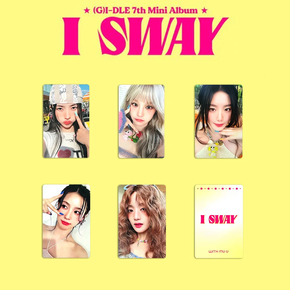 6pcs/set Kpop Idol (G)I-DLE Lomo Cards Photocards I SWAY Photo Card WITHMUU Postcard for Fans Collection