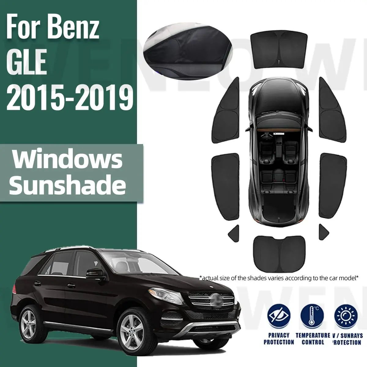 

For Mercedes Benz GLE W166 2015-2019 Full Cover Car Sunshade Shield Front Windshield Frame Curtain Rear Side Window Sun Shade