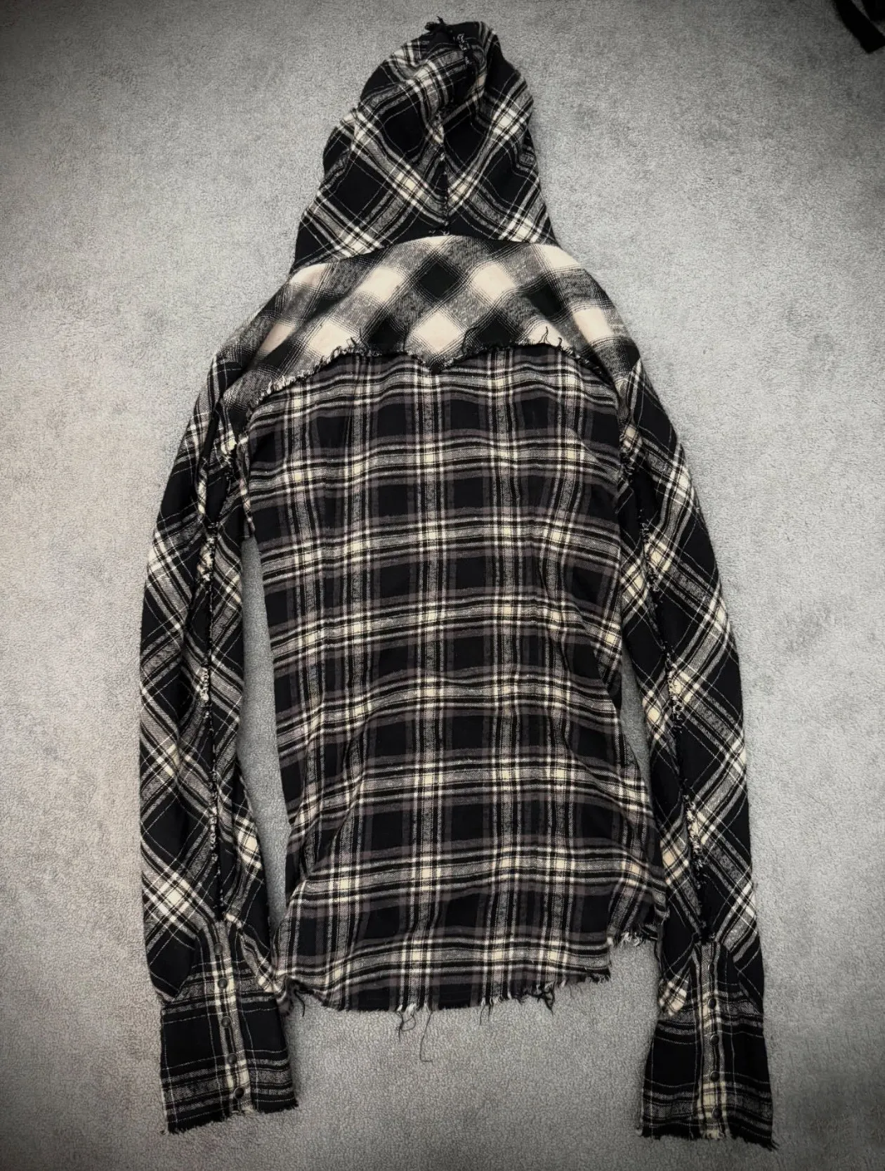 LGB Visual Plaid Raw Shirt Hooded Jacket Washed Old Top Couple Shirt