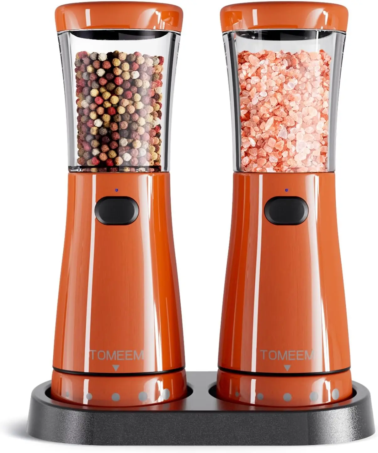 

Electric Salt and Pepper Grinder Set with Storage Base, Stainless Steel Rechargeable Salt and Pepper Grinder Set with 4.5 oz