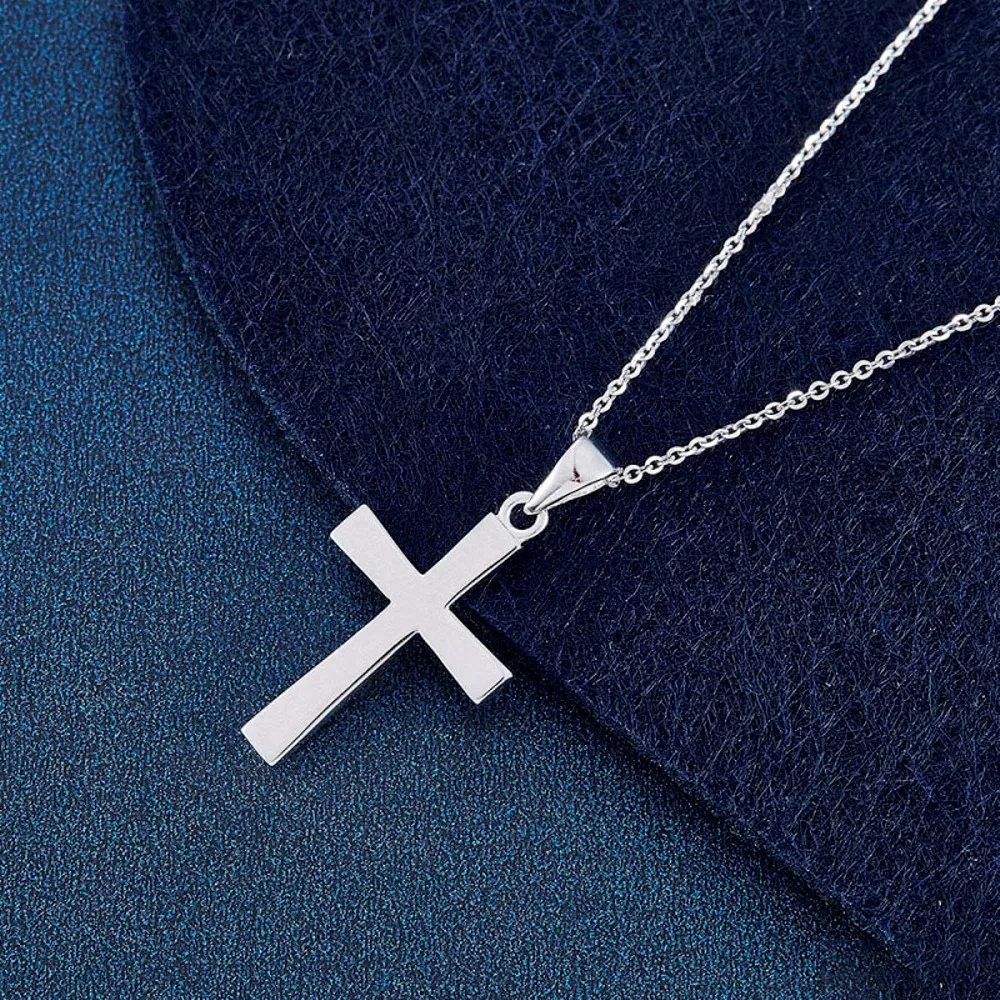 Real Pure Platinum 950 Men Women Lucky Gift Glossy Cross Pendant 1.82-1.85g