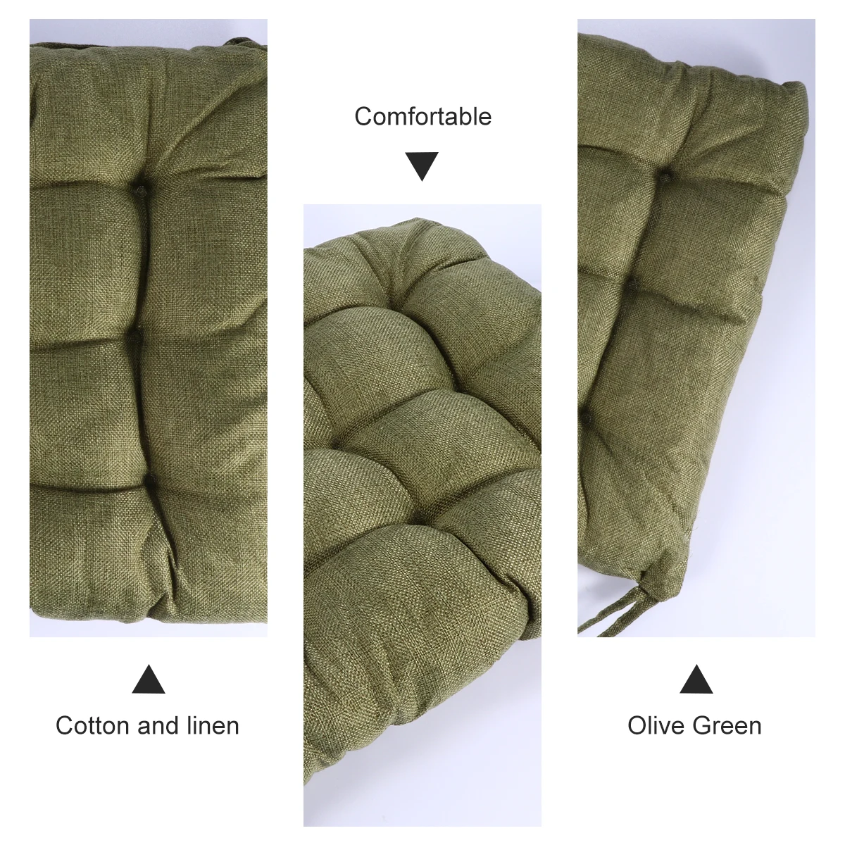 

1pc Cotton Linen Chair Cushion Pad Green with Ties Reversible Soft Supportive Outdoor Indoor Rocking Office Seat Cushion Chair