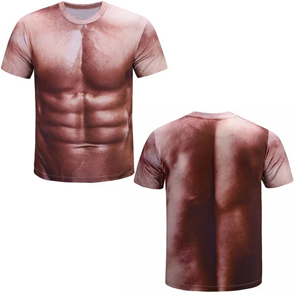 Funny Muscle T-shirt Tattoo 3D Print T-shirt For Men Funny Holiday Short Sleeve Digital Print Tshirts Casual Y2k Men Clothing image 4