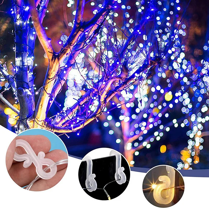 115Pcs Outdoor Mini Gutter Hooks, S Clips Hangers For Christmas Xmas Icicle Fairy String Lights Tile Roof