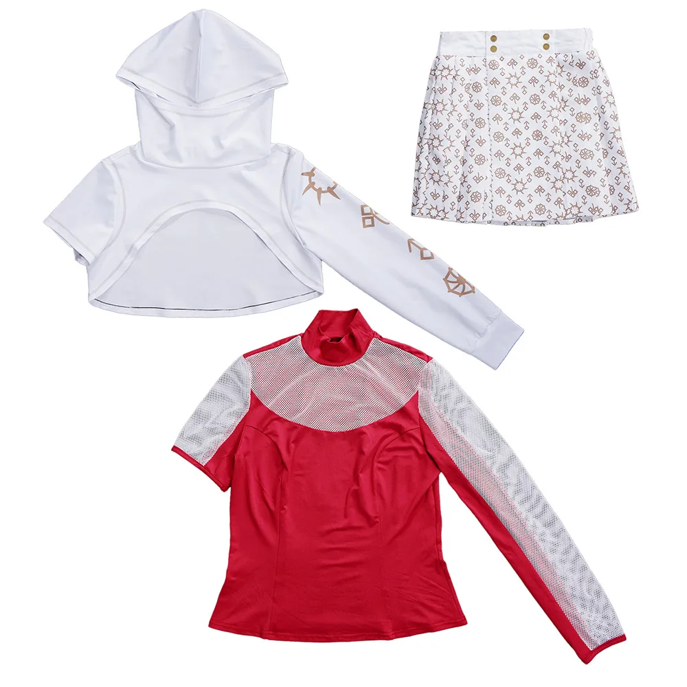 2025 TV Zombies Addison Cosplay Costume Red Top White Skirt Coat Outfits Women Disguise Halloween Carnival Party Roleplay Suit