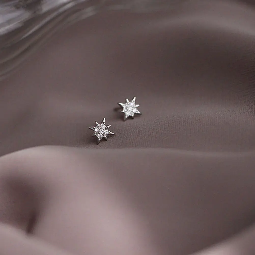 1Pair Eight-Pointed Star Ear Studs for Women Girls Teenagers Stylish Comfortable Lightweight Non-Fading Ear Jewelry Star