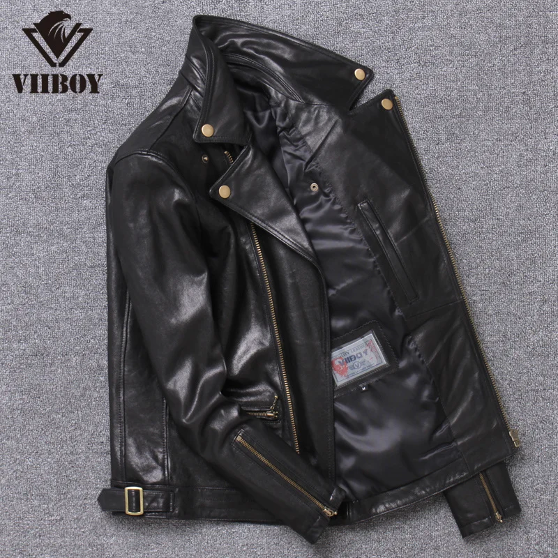 biker slim Free shipping.Fashion genuine leather jacket,Brand new mens soft tanned sheepskin coat,motor style cloth,sales