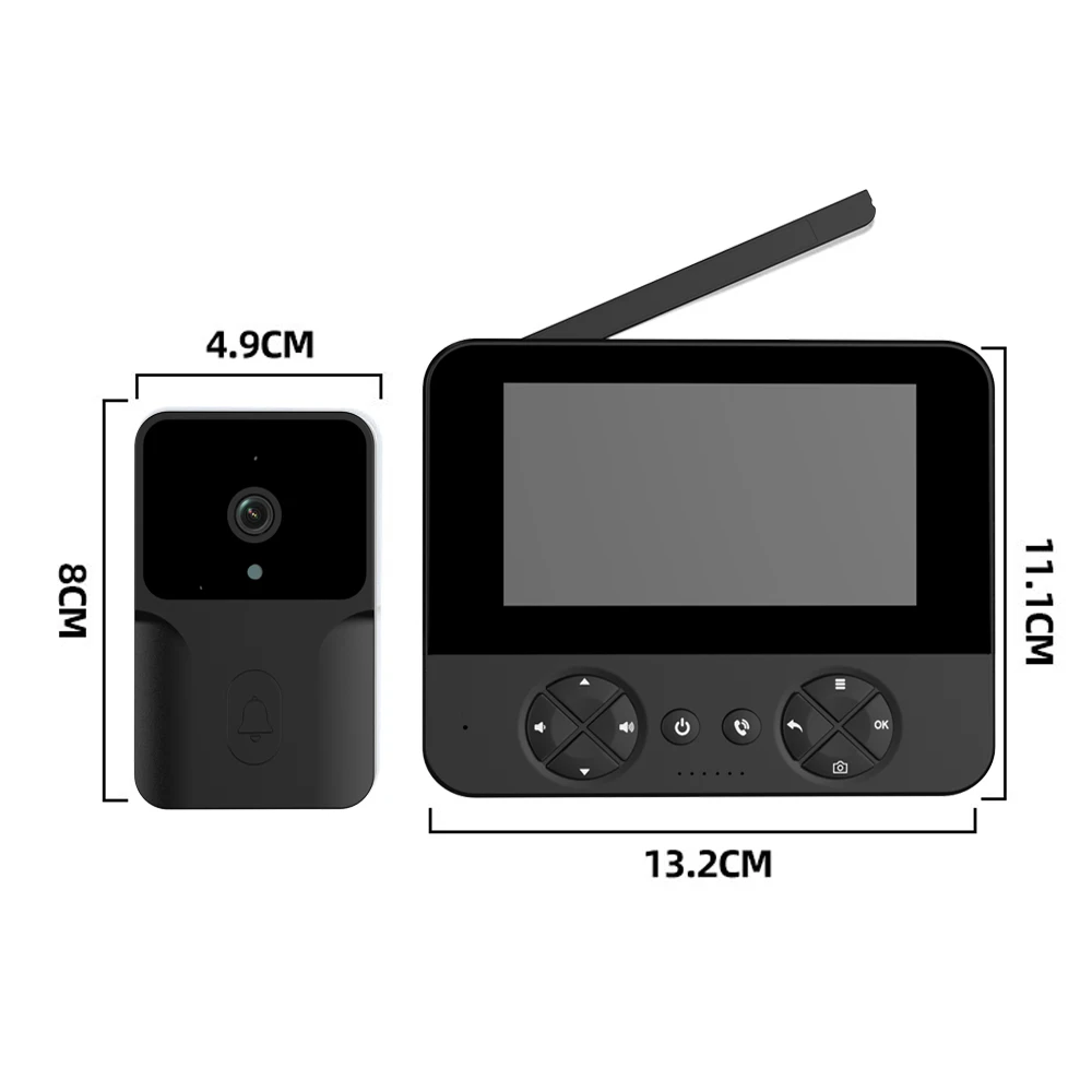 Mirixi campainha de telefone de porta de vídeo inteligente com câmera intercomunicador doméstico 2.4g sem fio 4.3 Polegada tela ips gravação de conversa visual bidirecional