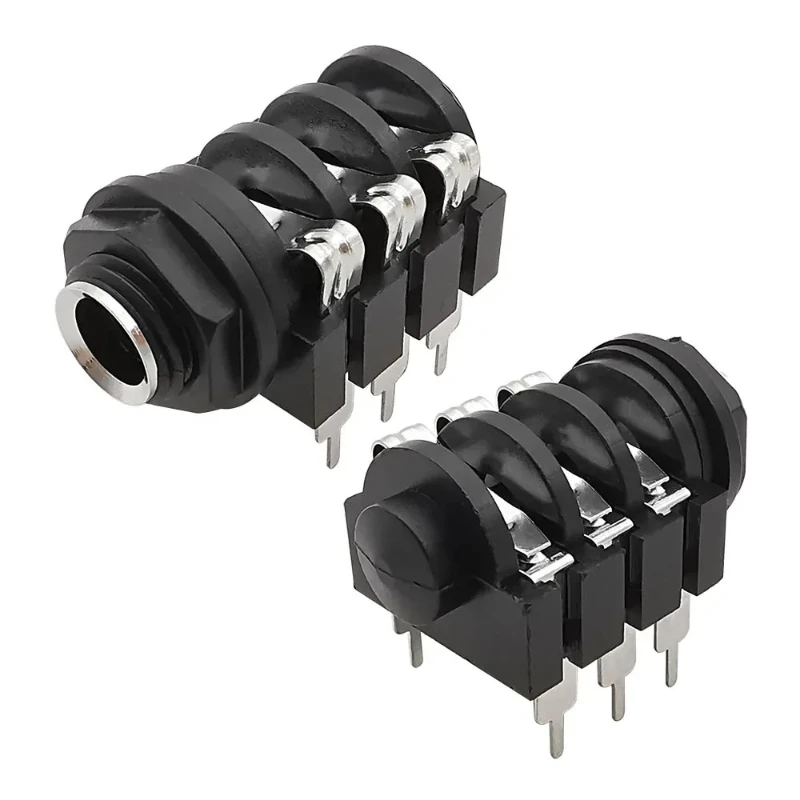 

6.35mm Jack 6Pin Stereo Female Headphone Socket Audio Plug Microphone Jack Thread PCB Panel Mount Connectors