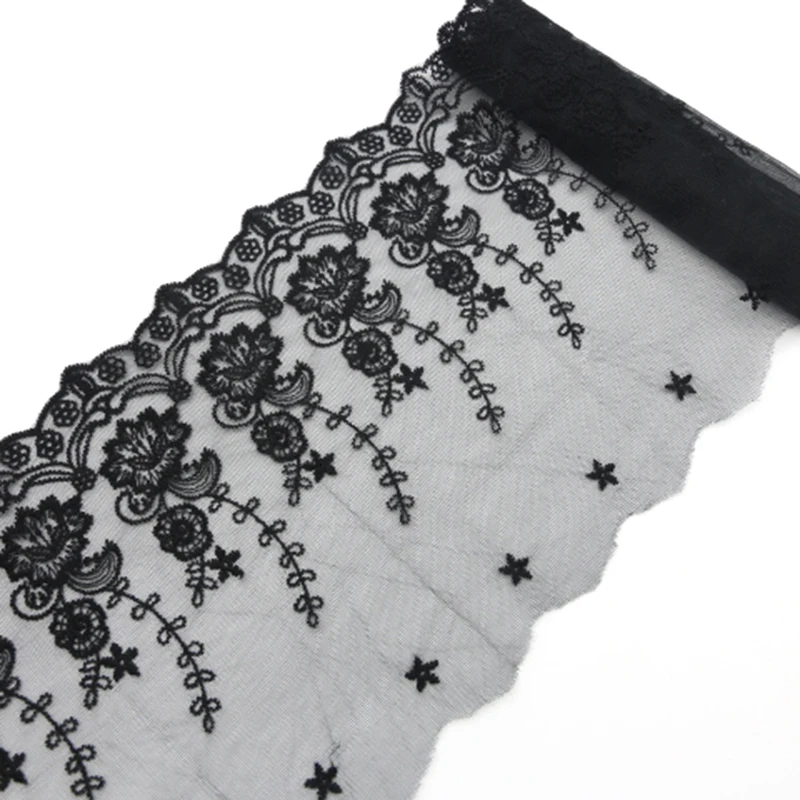 

(1 Yard/pack) 23cm Exquisite Embroidered Mesh Lace Fabric Accessories Laces Material Handmade Wedding Dress Hemline Collar DIY