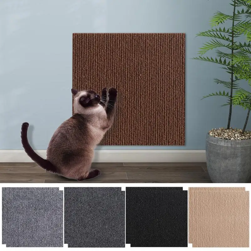 2Pcs Cat Scratching Mat Self-Adhesive Trimmable Cat Scratch Board Wall Floor Scratcher Scratch-Resistant Furniture Protector