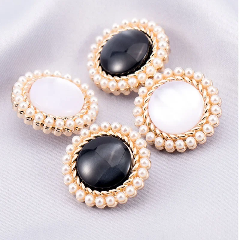 20Pcs Chic Metal Pearl Button Surround with Pearls Middle Pearl Button with Metal Base for Clothing Accents sewing accessories