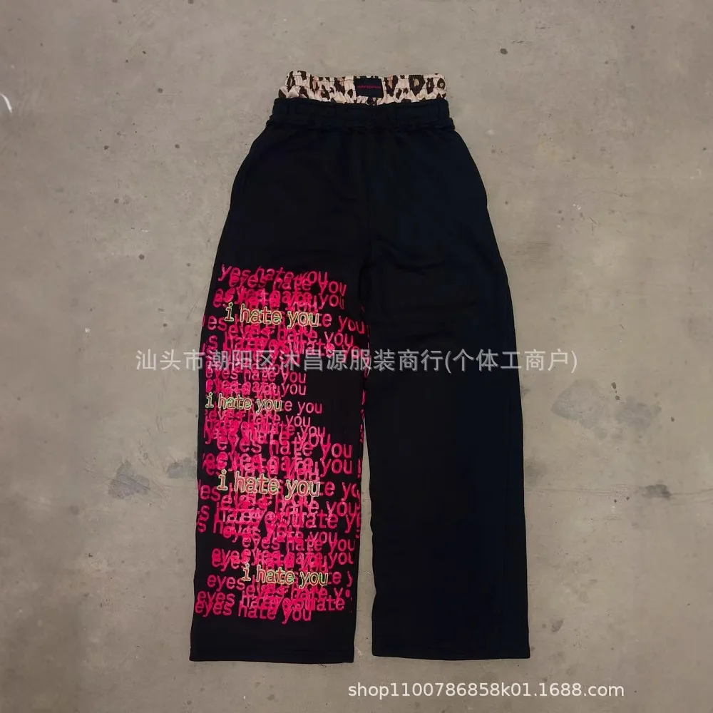 

Vintage Print Double Waist Joggers Men Pants Fashion Hip Hop Streetwear Men Baggy Pants Sweatpants Casual Trousers Men Clothing