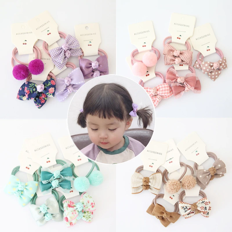 10Pcs Baby Hair Accessories Bow Princess Infant Hair Bands for Girls Hairband Kids Headwear Pompom Toddler Hair Ties Christmas