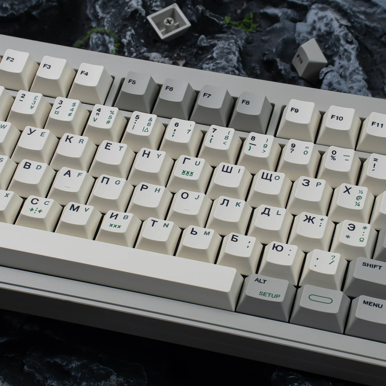 Retro nostálgico russo keycaps cereja perfil 144 teclas pbt sublimação térmica clássico branco cinza teclado mecânico ru keycap
