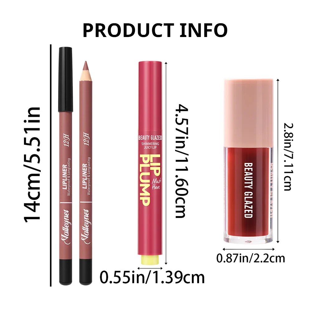 3 pezzi/set set trucco labbra lipliner olio per labbra rossetto idratante, rossetto impermeabile a lunga durata combinato labbra a lunga durata