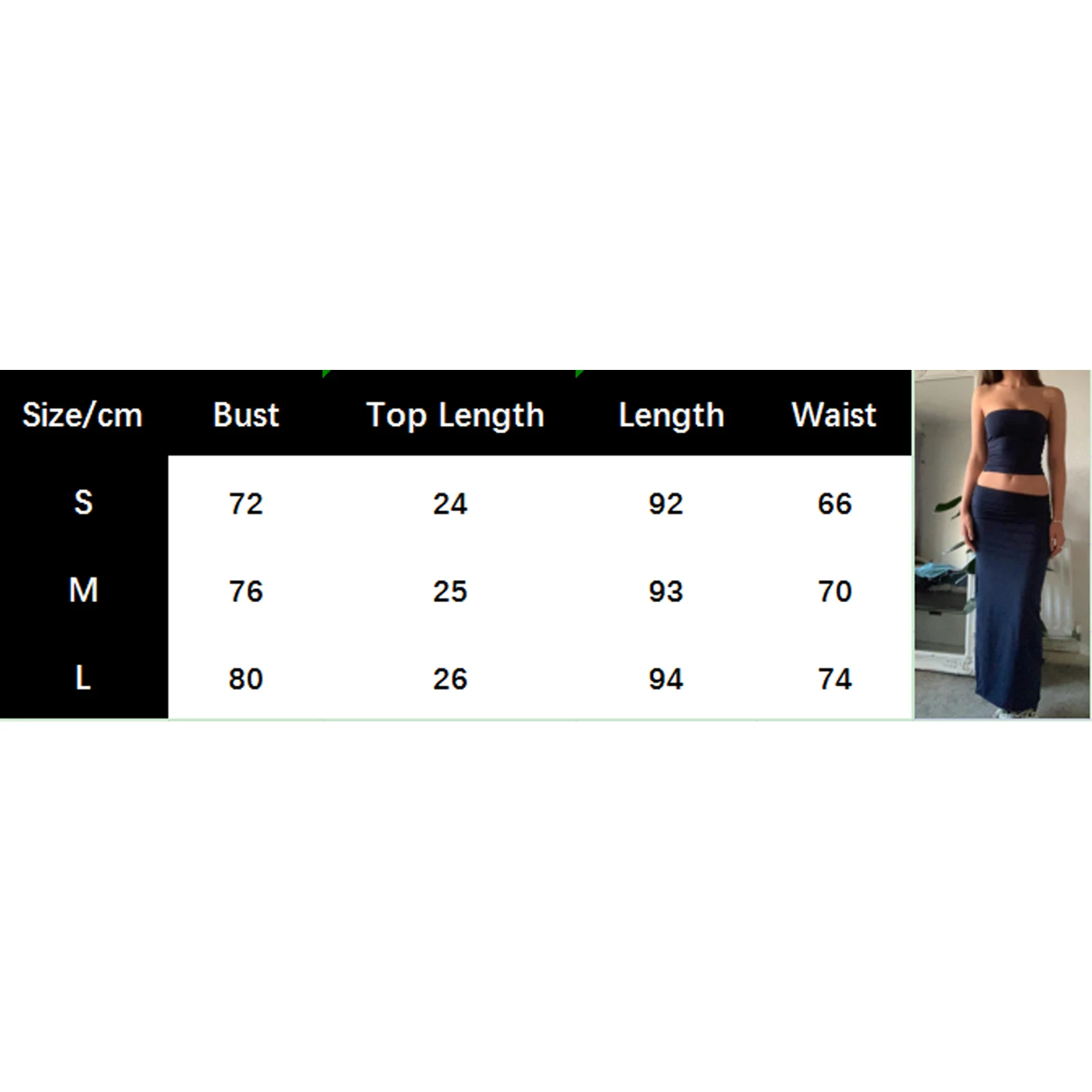 Vintage Solid Long Skirts Set Women 2 Piece Outfits y2k Fairycore Strapless Tube Tops Bodycon Skirts Summer Going Out Streetwear