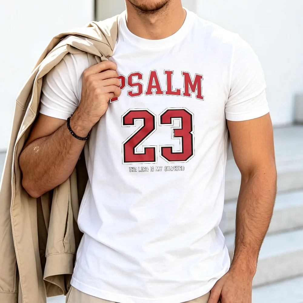 Psalm 23 The Lord Is My Shepherd Graphic Tshirt Christian Faith Bible Verse Varsity Letter Print Short Sleeve Casual Tees Gift