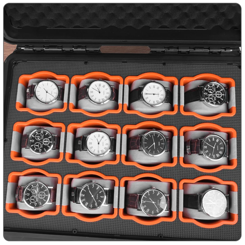 Secure Storage  Watch Case Box 12slots Jewelry Famous Watch Collection Case Multi Position Watch Case Plastic Customizable Logo