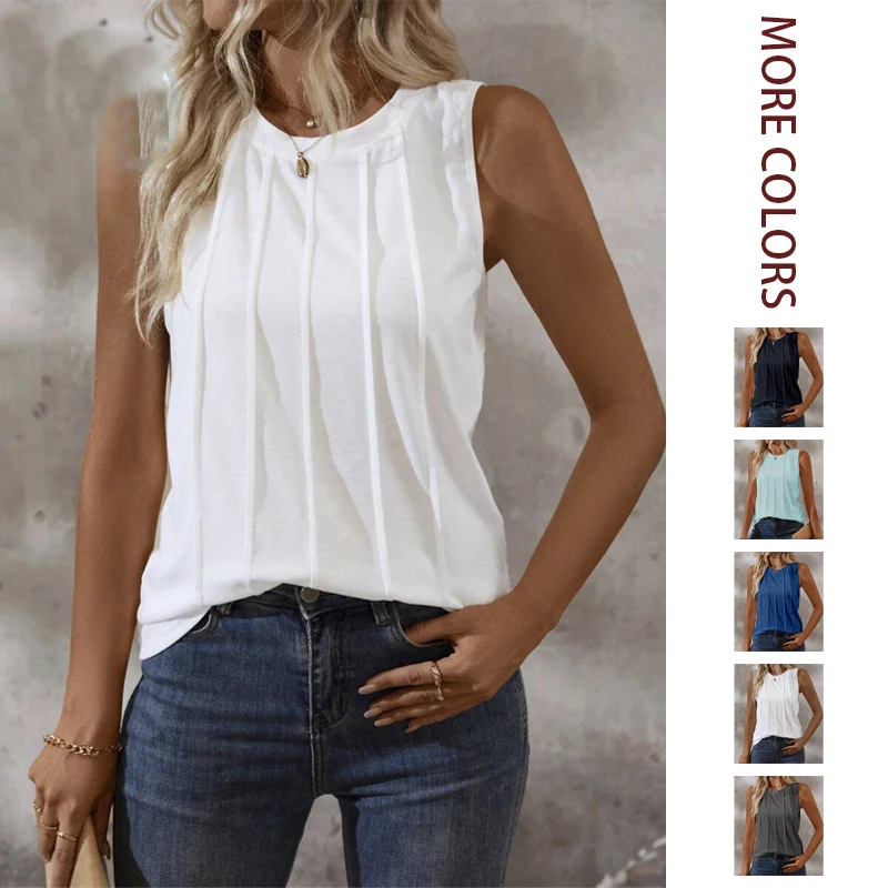 Chaleco de Punto con Cuello Redondo y Color Puro para Mujer, Primavera/Verano 2026; Disponible